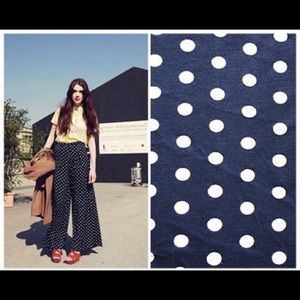 Sz10 Blue polka dot Banana Republic wide leg pants